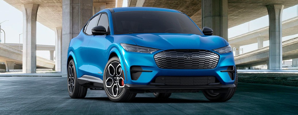 2021 Ford Mustang Mach-E GT Performance Edition front view under a bridge