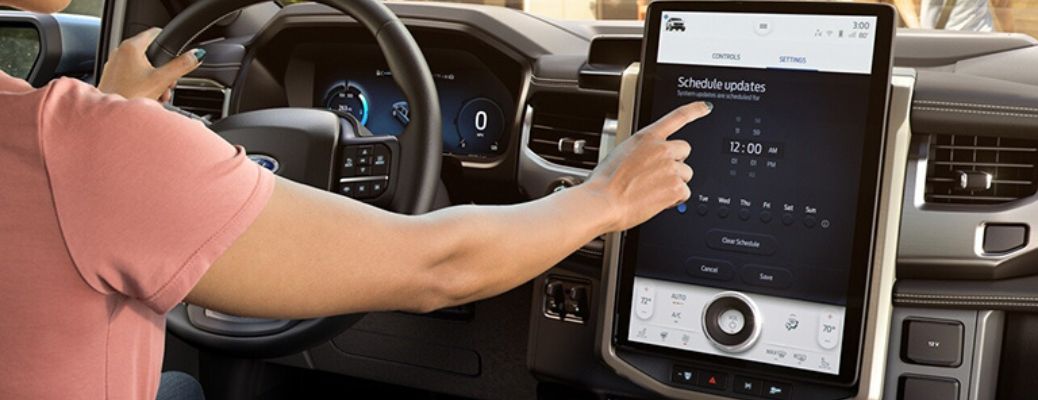 2022 Ford F-150 Lightning touchscreen display being used