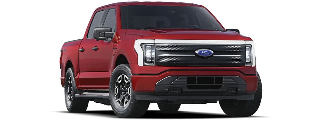 2022 Ford F-150 Lightning red on white background