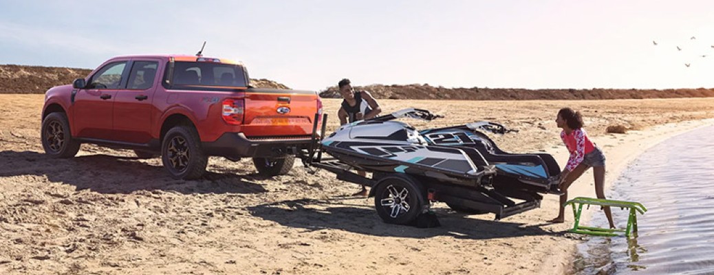 2022 Ford Maverick towing a boat