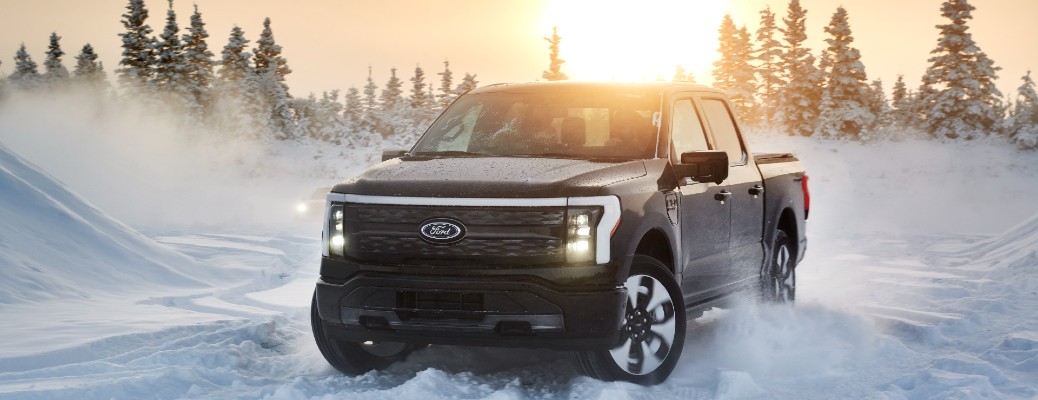 2022 Ford F-150 Lightning in snow