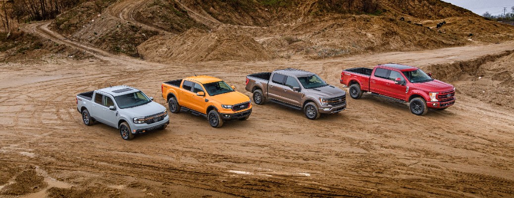 2023 Ford Maverick Tremor models in a line