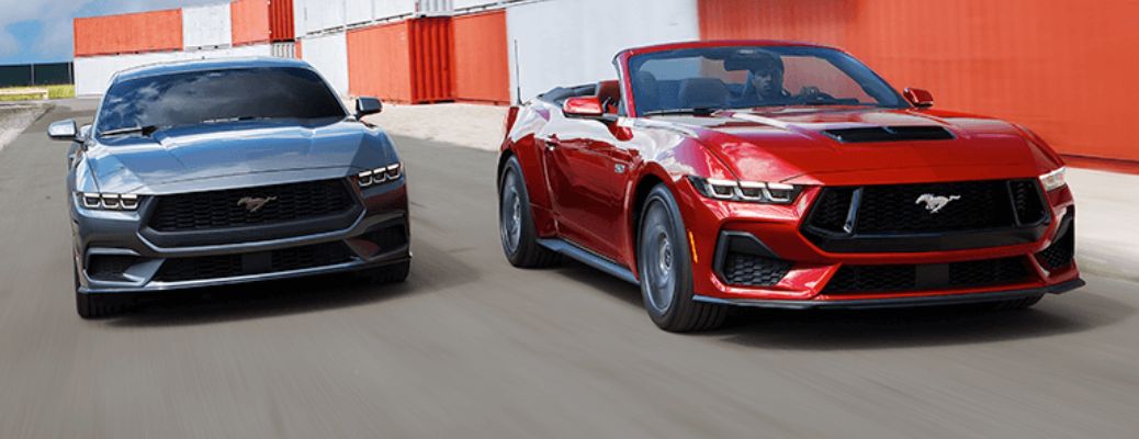 2024 Ford Mustang models on a road