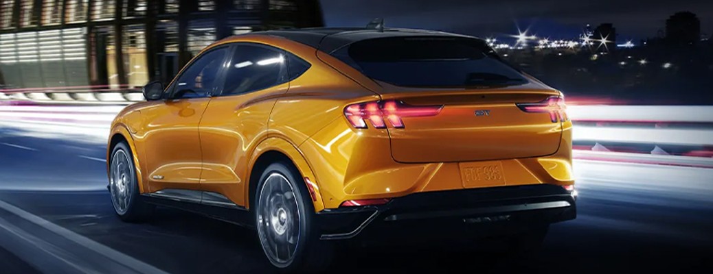 2022 Ford Mustang Mach-E rear view on a road