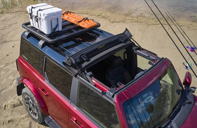 A cargo rack on top of the Ford Bronco