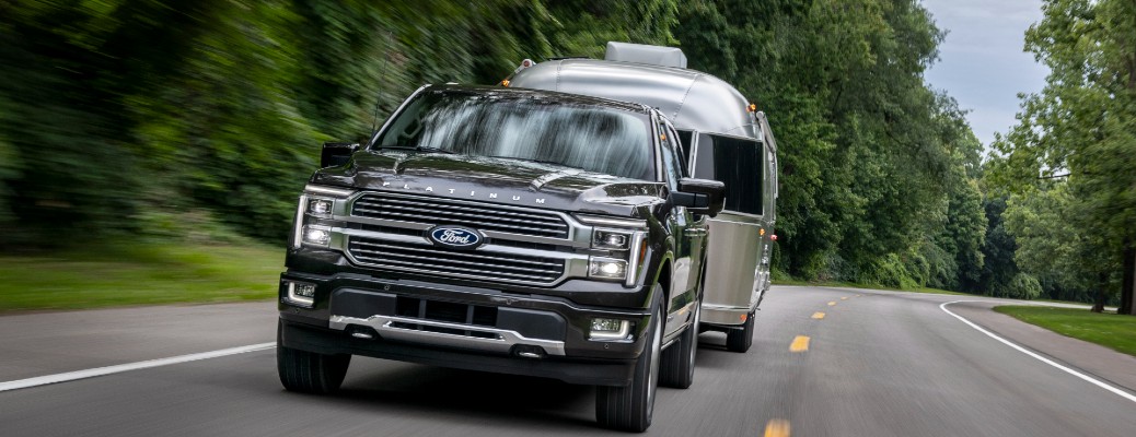 2024 Ford F-150 Platinum towing a trailer