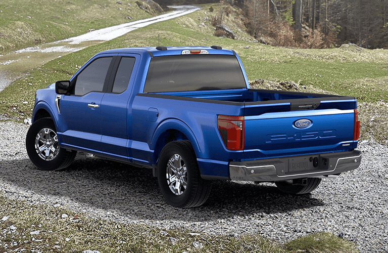 2024 Ford F-150 XLT rear view in blue