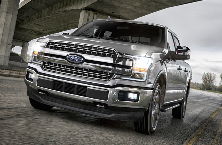 2020 Ford F-150 truck front view on a road