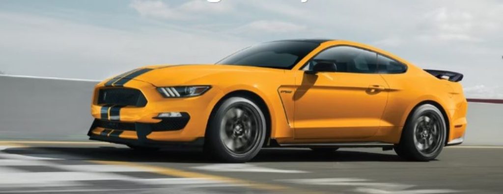 2019 Ford Mustang Shelby with orange paint side view