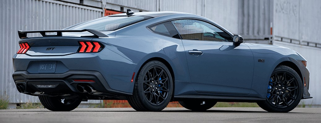 2024 Ford Mustang Blue Gray rear side angle