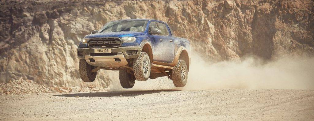 2019 Ford Ranger Raptor on a dirt road