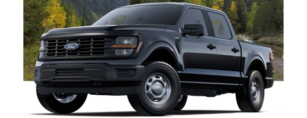 Ford F-150 SuperCrew Cab front and side view on white