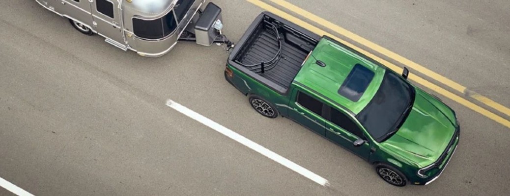 2025 Ford Maverick overhead view towing a trailer
