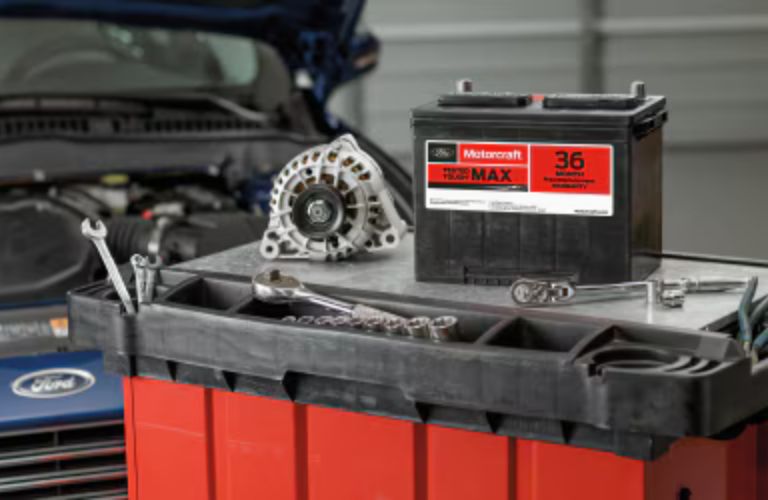 Ford parts and tools at a service center