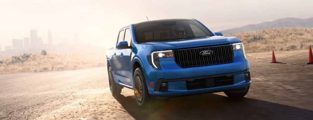 2025 Ford Maverick Lobo front and side angle in a road