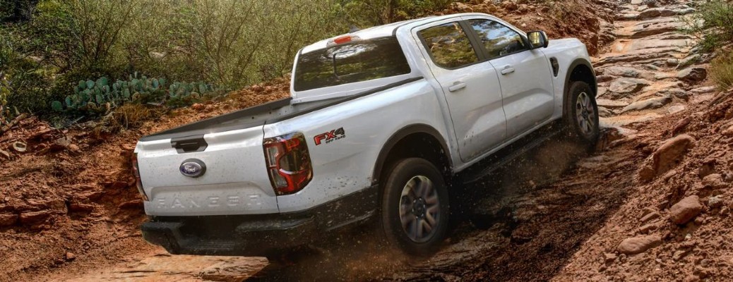 2025 Ford Ranger rear view on an incline