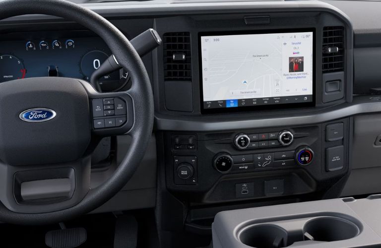 2026 Ford F-250 XLT steering wheel and display screen