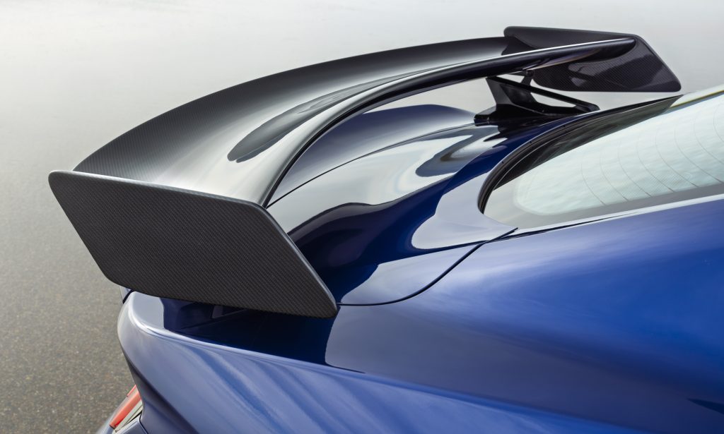 2026 Mustang with Track Pack spoiler side view