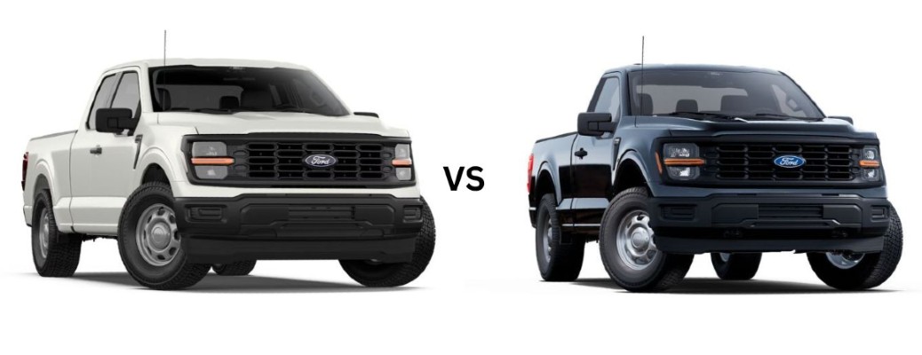 2026 Ford F-150 versus 2025 Ford F-150 on white background