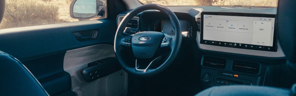 2026 Ford Maverick steering wheel and touchscreen