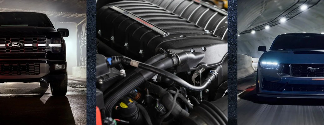Ford Supercharger engine with Ford F-150 and Ford Mustang