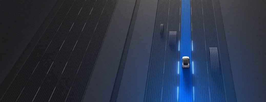 a car on a highway overhead view