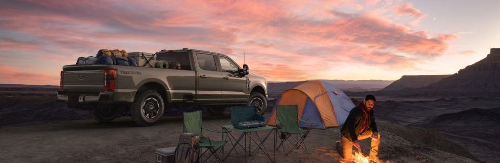 2027 Ford Super Duty at a camp site