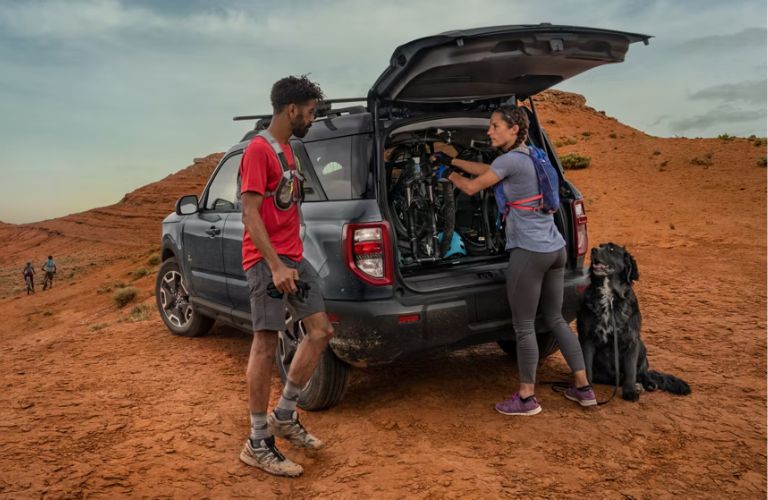 2026 Ford Bronco Sport rear cargo area with two people