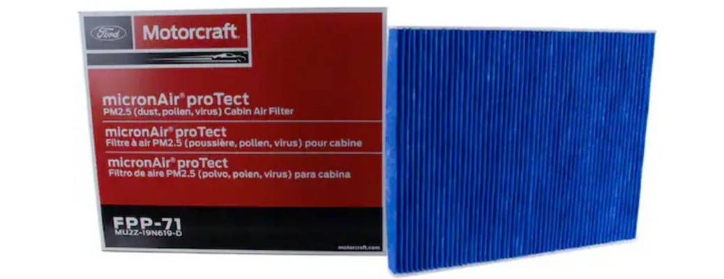 a Ford cabin air filter on white