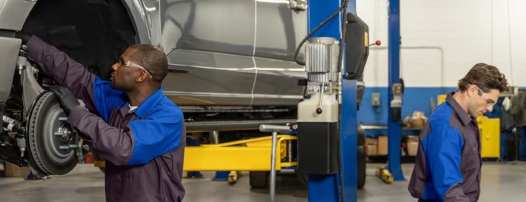 a Ford service centre with service technicians