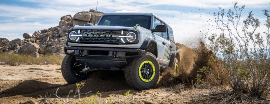 2027 Ford Bronco RTR front view in the desert