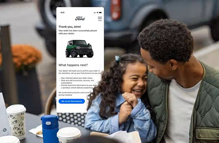 Two people with a confirmed order on a factory Ford vehicle