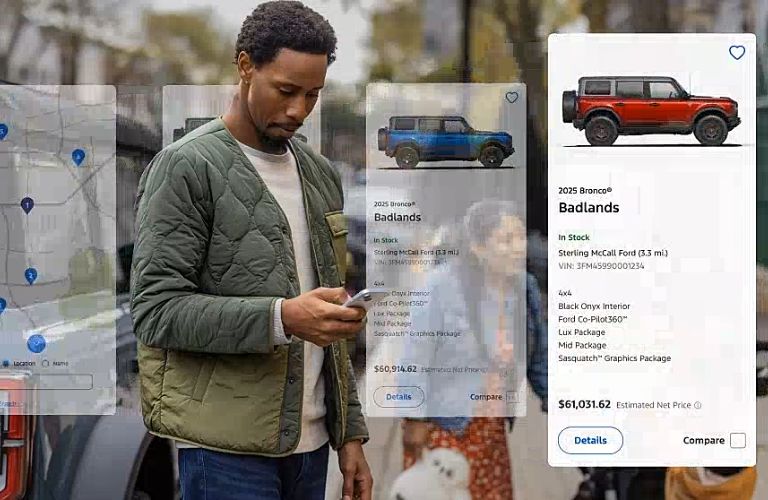 a person looking at vehicles to order on their phone