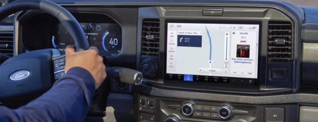 2027 Ford F-250 display screen and steering wheel