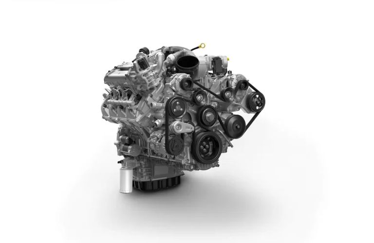 Super Duty diesel engine on white