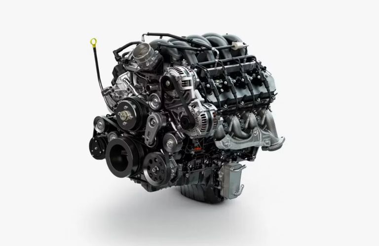 gas V8 engine on white