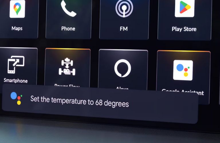 close up of Google Assistant in a Honda