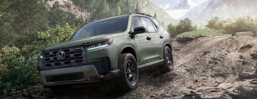front view of the 2026 Honda Pilot off-roading