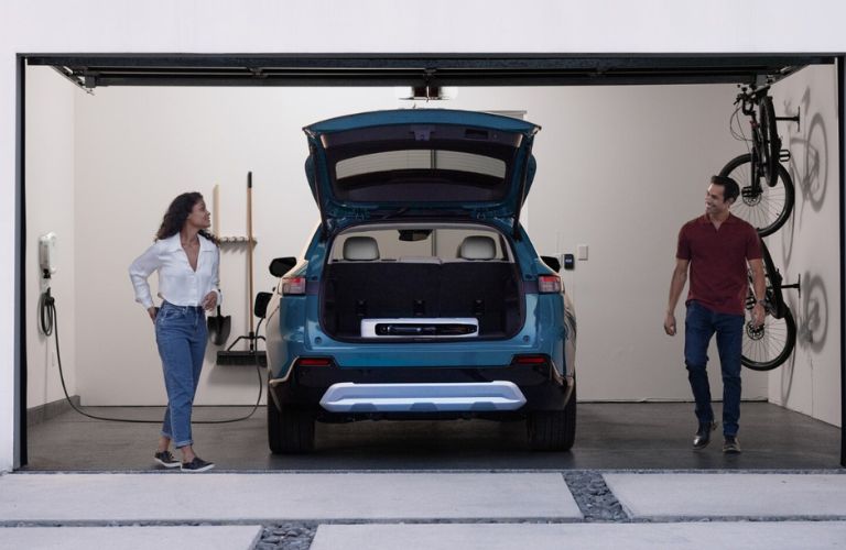 rear view of a Honda parked in a garage