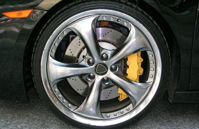 A close-up of a car tire