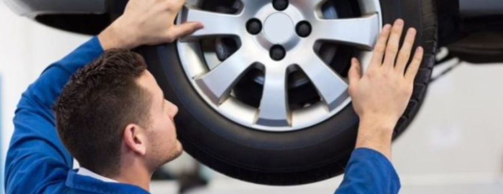 An image of the Adjustment of the Wheel Tire of the vehicle at the service center