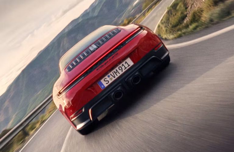 Rear view of the 2019 Porsche 911 Targa 4S Red