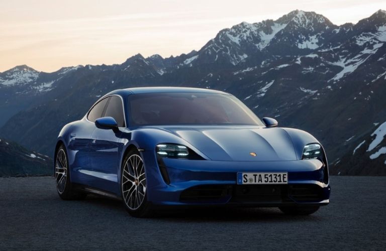 2021 Porsche Taycan side and front view