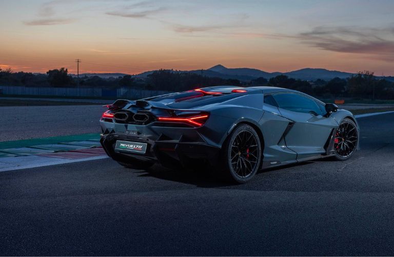 Rear view of the Lamborghini Revuelto Blue