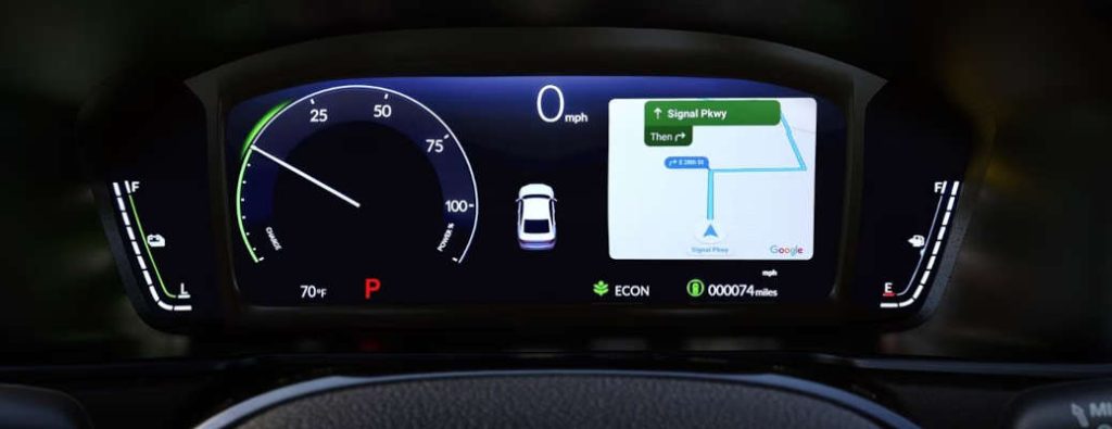 The digital dashboard in the 2026 Honda Accord Hybrid, a great choice when comparing hybrid vs gas