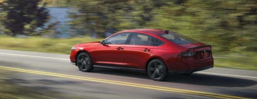 A side external view of the 2026 Honda Accord, which is good for families