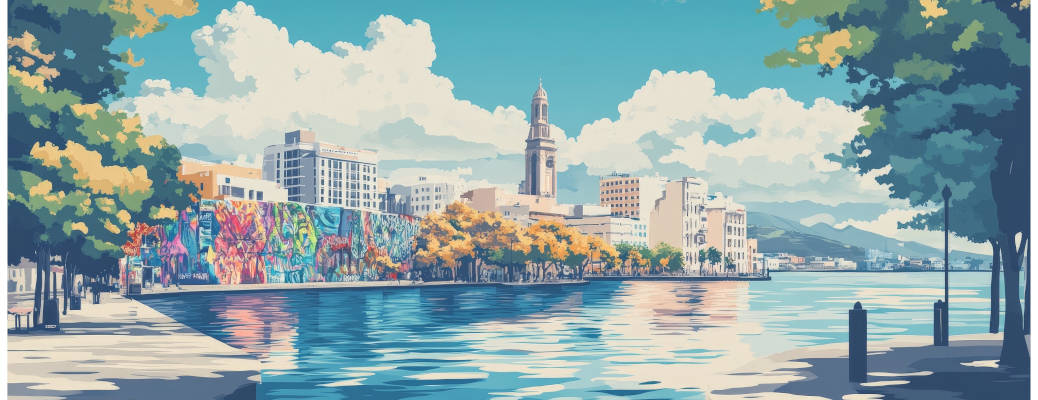 An artist's rendering of Santurce, the home of Casals Festival 2026