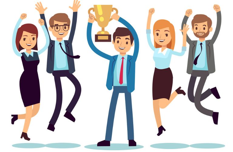 Group of people with an award