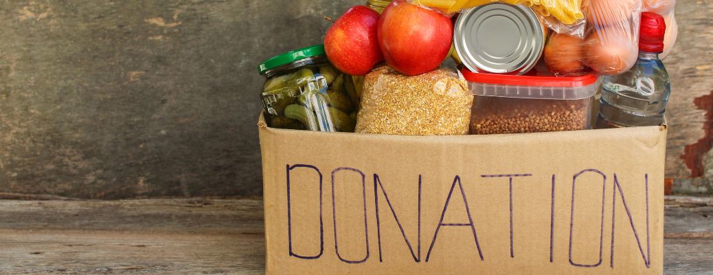 Food on a donation box