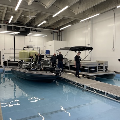 Sherwood Powersports & Marine indoor boat area
